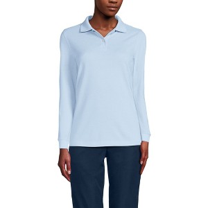School Uniform Young Women's Long Sleeve Mesh Polo Shirt - 1 of 3