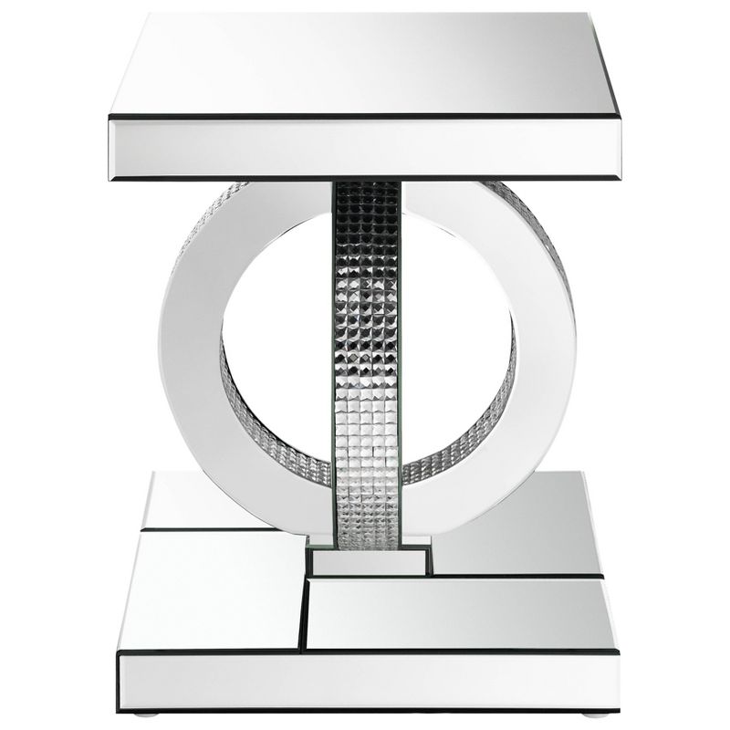 Breena Mirrored End Table with Acrylic Crystals Silver - Coaster, 4 of 6