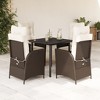 vidaXL Patio Dining Set with Cushions Table and Chairs Set Outdoor Poly Rattan - 31.5" x 31.5" x 29.1" Without footrest 4 Piece - 2 of 4