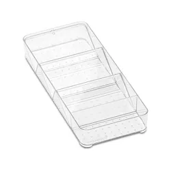 Small Shallow Tray with Angled Dividers Clear - madesmart