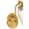 Regency Hill Leyna Modern Wall Light Sconce Antique Brass Hardwire 5 1/4" Fixture Clear Striped Glass for Bedroom Bathroom Home - 3 of 4