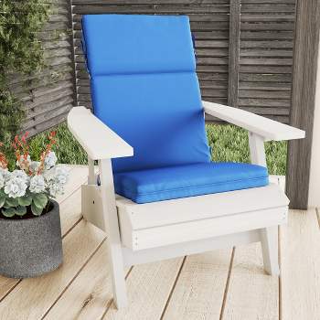 High-Back Patio Chair Cushion For Outdoor Furniture, Adirondack, Rocking or Dining ChairsBlue Mildew & UV Resistant Fabric with Piping & Ties by LHC