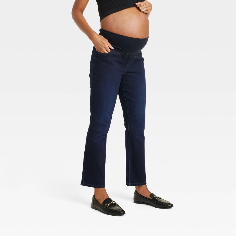 Over Belly Ankle Bootcut Maternity Pants - Isabel Maternity by Ingrid & Isabel™ Dark Wash, 4 of 6