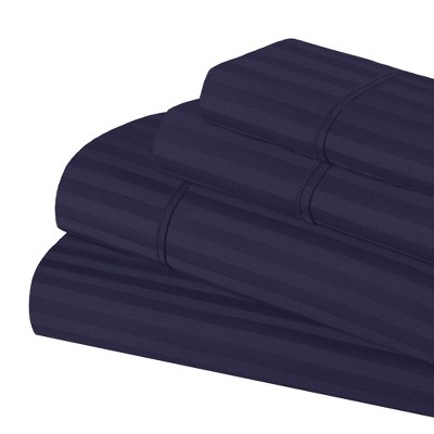 Premium 600-Thread Count Cotton Stripe Deep Pocket Sheet Set by Blue Nile Mills