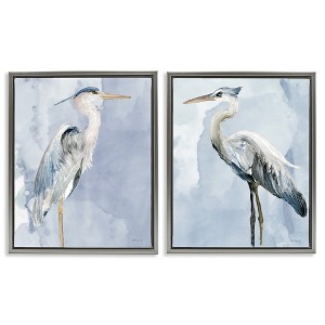 Stupell Industries Heron Birds Standing Blue Sky 2pc Floating Frame Art Set, Gray, 17" x 21" - 1 of 4
