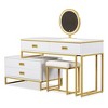 NicBex Makeup Vanity Desk with Movable Side Cabinet, 4-Drawers, Large Size Dressing Table With Mirror and 3-colors LED Light for Bedroom, White - 4 of 4