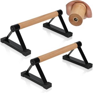Wooden Parallettes Bars 500LB Capacity, Anti-Slip Push Up Handles for Calisthenics, Handstands - 1 of 4