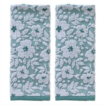 2pc Floral Jacquard Hand Towel Set Moss Green - SKL Home