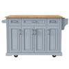 JUJABU 54'' Large Kitchen Island with Rubber Wood Drop Leaf, Rolling Cart with Embossed Texture, 4 Wheels, 4 Doors & 3 Drawers - 2 of 4