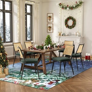 Christmas Rug Non-Slip Winter Holiday Living Room Carpet, Stain-Resistant Christmas Tree Snowman Reindeer Floor Mat - 1 of 4