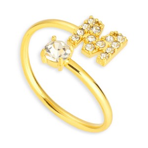 EVRY JEWELS WATERPROOF Gold or Silver Plated Sparkle Initial Wrap Ring - 1 of 3