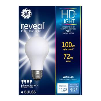 GE 4pk 72W 100W Equivalent Reveal HD+ Light Bulbs