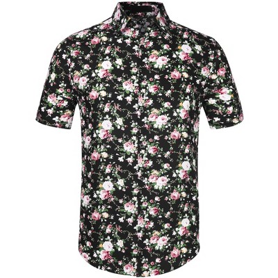 Lars Amadeus Men's Summer Floral Printed Short Sleeves Button Down ...