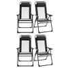 Outsunny Set of 4 Folding Patio Chairs, Camping Chairs with Adjustable Sling Back, Removable Headrest, Armrest for Garden, Backyard, Lawn, Black - 4 of 4