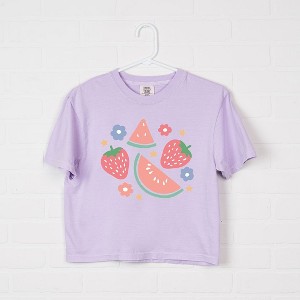 Simply Sage Market Women's Pastel Fruits Short Sleeve Relaxed Fit Cropped Graphic Tee - 1 of 3