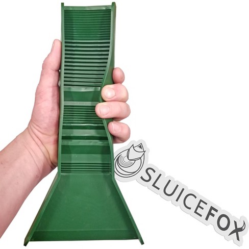 Sluice Fox 31 inch Sluice Box Compact Gold Panning Kit; portable sluice box  and 2 classifier sifting pans; classify while you sluice with this patented  prospecting tool set (green color) 