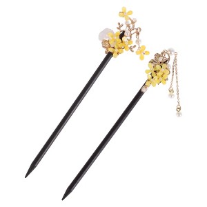 Unique Bargains Flower Beads Tassel Hair Chopstick 2 Pcs - 1 of 4