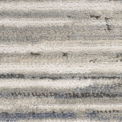 Ivory Grey Blue Abstract Synthetic 5' x 7' Area Rug