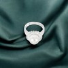Slickblue Women's Bridal Ring – with Simulated Pearl, Baguette and Round Cubic Zirconia, Size Options 5-10 - 2 of 4