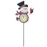 Collections Etc Solar Snowman Thermometer Outdoor Garden Stake 12 X 3 X 35.5