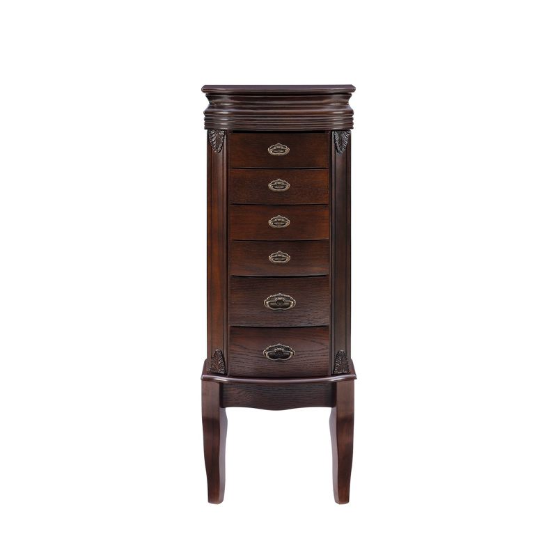 Verona Traditional Wood 6 Lined drawer Top Lift Side Open Jewelry Armoire Espresso - Powell, 5 of 16