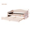 Okak Twin Teddy Fleece Daybed with Trundle Upholstered Trundle Bed Sofa Bed Frame with LED Frame for Living Room Bedroom Guest Room, Beige - 4 of 4