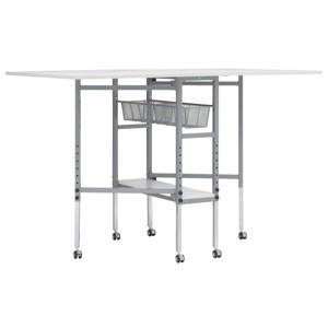 Cutting Table with Grid Silver/White - Sew Ready: Height Adjustable, Folding Sewing Table with Storage & Casters - 1 of 4