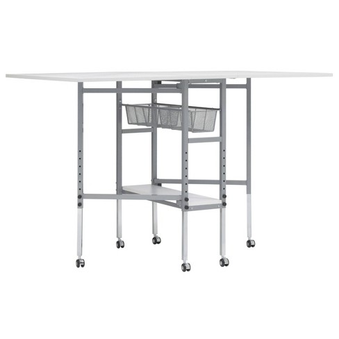 Comet Hobby/office/sewing Desk With Fold Down Top, Height Adjustable  Platform, Bottom Storage Shelf And Drawer Black/white - Sew Ready : Target