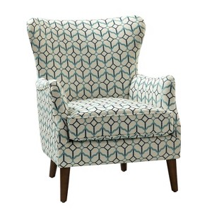 Nikolaus Comfy Living Room Armchair with Floral Fabric Pattern and Wingback | ARTFUL LIVING DESIGN - 1 of 4