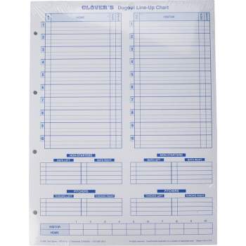 Glover's Scorebooks Baseball/Softball Dugout Line-Up Charts
