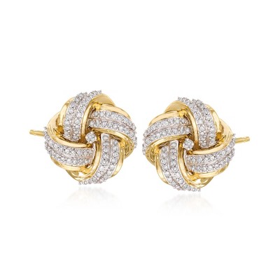 Ross-Simons 0.50 ct. t.w. Diamond Love Knot Stud Earrings in 14kt Yellow Gold