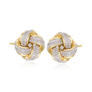 Ross-Simons 0.50 ct. t.w. Diamond Love Knot Stud Earrings in 14kt Yellow Gold - 1 of 4
