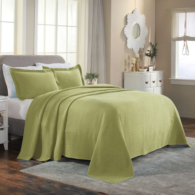 Celtic Textured Jacquard Matelass Scalloped Bedspread Set by Blue Nile Mills, 5 of 8