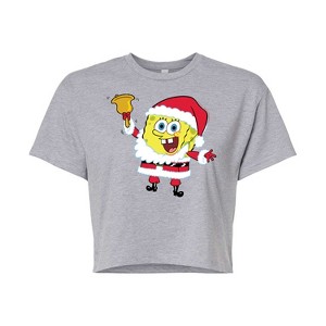 Women's - SpongeBob SquarePants - Dear Santa Cropped Graphic T-Shirt - 1 of 4