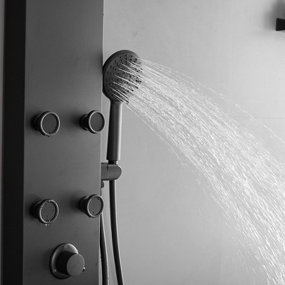 Matte Black 60.55'' Shower Panel with Adjustable Head and Jets