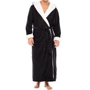 ADR Men's Robe, Warm Plush Hooded Bathrobe Man, Full Length Fleece Robe Man with Hood - 1 of 4
