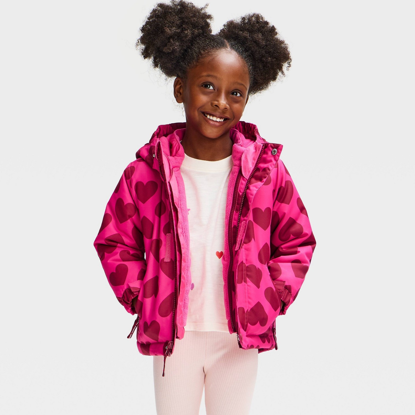 Куртка Cat & Jack 3-in-1 Winter Snowplay Heart Print Jacket для малышей, цвет: Розовый — фото 1