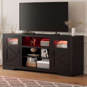 34'' Tall Farmhouse LED TV Stand,Entertainment Center with Storage,TV Media Console Table for TV Up to 65 Inch,TV Table - 1 of 4