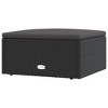 vidaXL Patio Footstool with Cushion Black Poly Rattan - 2 of 4