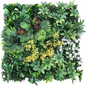20"x20" Artificial Grass Wall Panels 12PCS - Boxwood Privacy Screen with Zip Ties & Tropical Leaves for Indoor/Outdoor Decor - 1 of 4