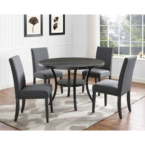 5-Piece Dining Set with Round Table and 4 Nailhead Chairs - 1 of 4