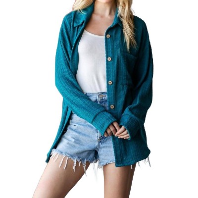 Women's Textured Button Down Shirt - 7th Ray