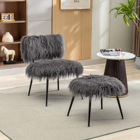 Faux fur accent on sale chair target