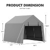 Portable Storage Shed, Heavy-Duty Waterproof & UV-Resistant Motorcycle Shed with Roll-Up Zipper Door and Vent, for Bike, Lawn Mower, Firewood, Grey - 2 of 4