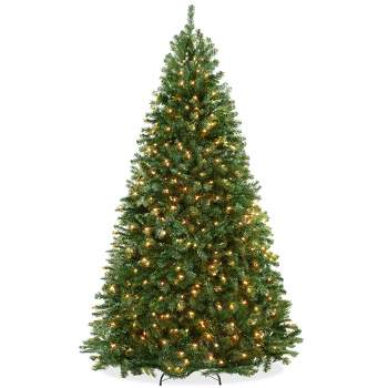 Casafield Pre-Lit Artificial Green Spruce Christmas Tree with Metal Stand