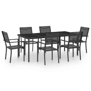 vidaXL Patio Dining Set Outdoor Table and Chair Conversation Set, Steel, 7-Piece, Anthracite - 1 of 4