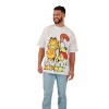 Garfield Odie & Garfield Logo Crew Neck Short Sleeve Oversized Drop Shoulder White & Brown Wash Men's T-shirt - 2 of 4