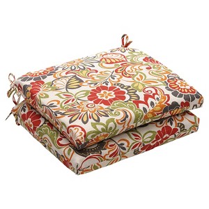 Outdoor 2-Piece Chair Cushion Set - Green/Off-White/Red Floral