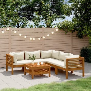 vidaXL Garden Lounge Set Cream Solid Acacia wood, Polyester Modular - 1 of 4