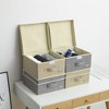 Aoibox Foldable Fabric Closet Organizer Bins with Lids Linen Collapsible Storage Boxes Set of 2 for Clothes 12.4x12x6.7 Inch - 2 of 4